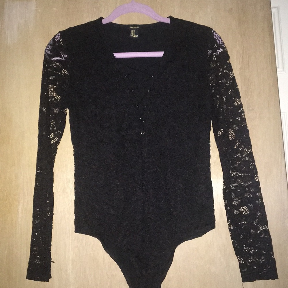 Black Lace up bodysuit